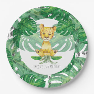 Prato De Papel Ilustração do Leão Safari Personalizada