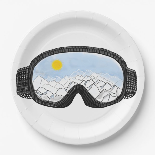 Prato De Papel Ilustração do Modo Montanha Ski Goggles (Frente)