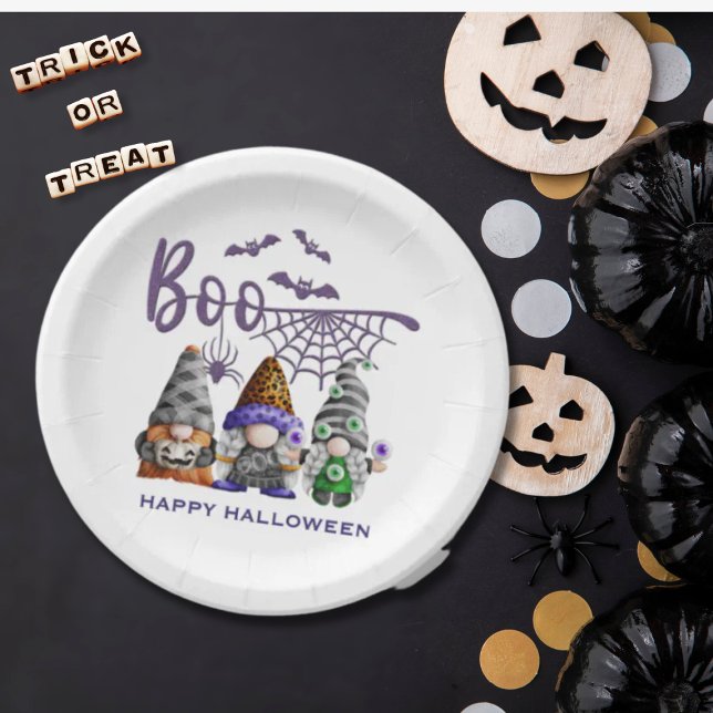 Prato De Papel Ilustração dos Gnomos do Boo Halloween (Criador carregado)