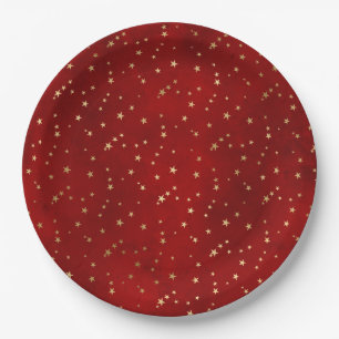 Prato De Papel Ilustração Estrela Dourada do Crepúsculo Carmesim