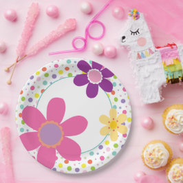 Prato De Papel Ilustração Floral Rosa Daisy Summer