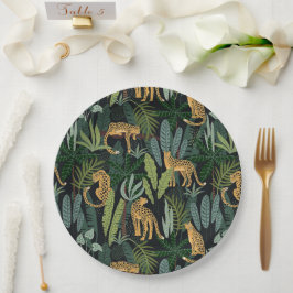 Prato De Papel Ilustração Floresta Selva Leopardo Personalizada S