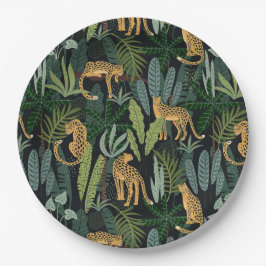 Prato De Papel Ilustração Floresta Selva Leopardo Personalizada S