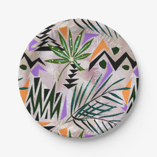 Prato De Papel Ilustração havaiana tropical brilhante,