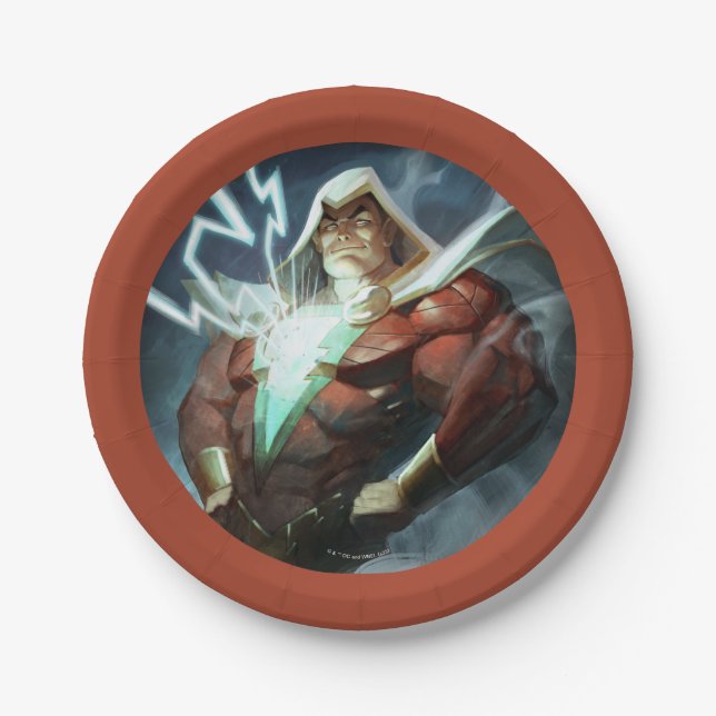 Prato De Papel Ilustração Infinita do Shazam de Crise (Frente)