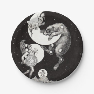 Prato De Papel Ilustração Noturna do Deus do Universo da Lua Cele