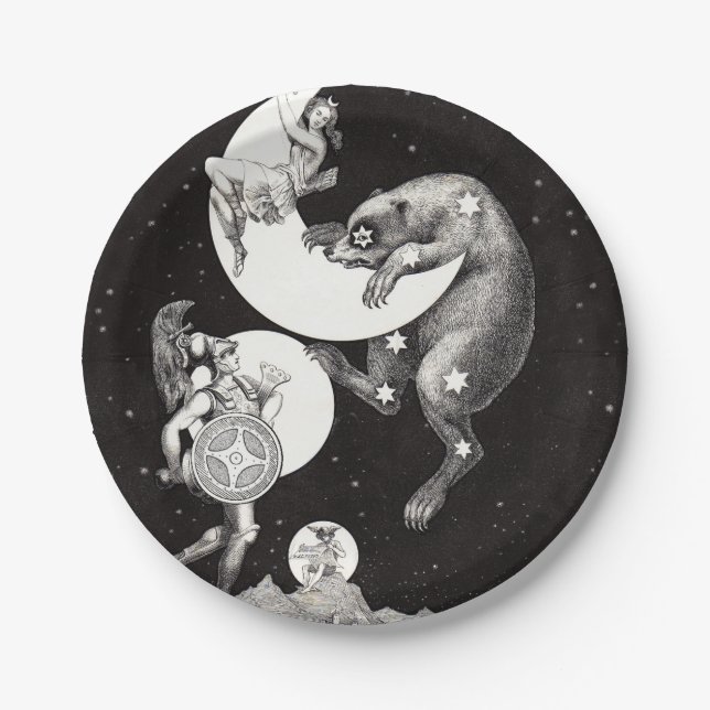 Prato De Papel Ilustração Noturna do Deus do Universo da Lua Cele (Frente)