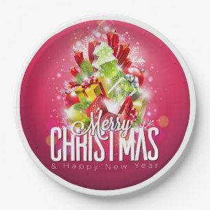 Prato De Papel Ilustração vermelha moderna do gráfico do Natal