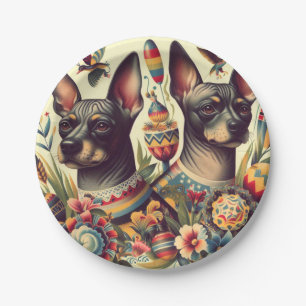 Prato De Papel Ilustração Vintage Xoloitzcuintle