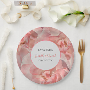 Prato De Papel Imagem de Rosa Coral Rosa Elegante Casamento