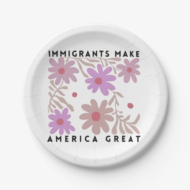 Prato De Papel Imigrantes fazem dos Estados Unidos Excelente Flor (Frente)