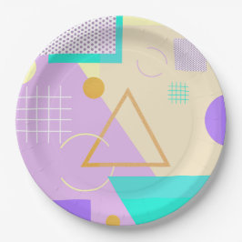 Prato De Papel Impressão amarelo geométrico