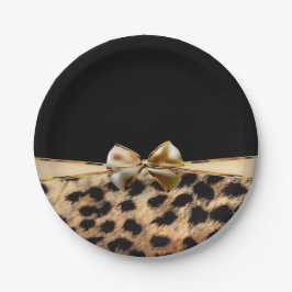 Prato De Papel Impressão Animal Leopardo Guepardo Arco Preto & Ou