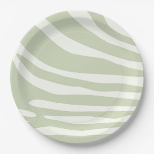 Prato De Papel Impressão branco e verde-zebra