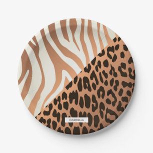 Prato De Papel Impressão da zebra e do leopardo
