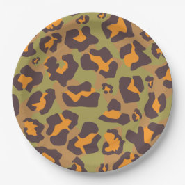 Prato De Papel Impressão de animais-leopardo castanho, laranja e