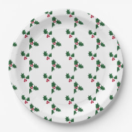 Prato De Papel Impressão de azevinho