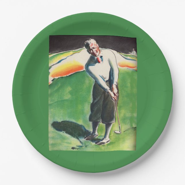 Prato De Papel impressão de golfe de 1934 (Frente)