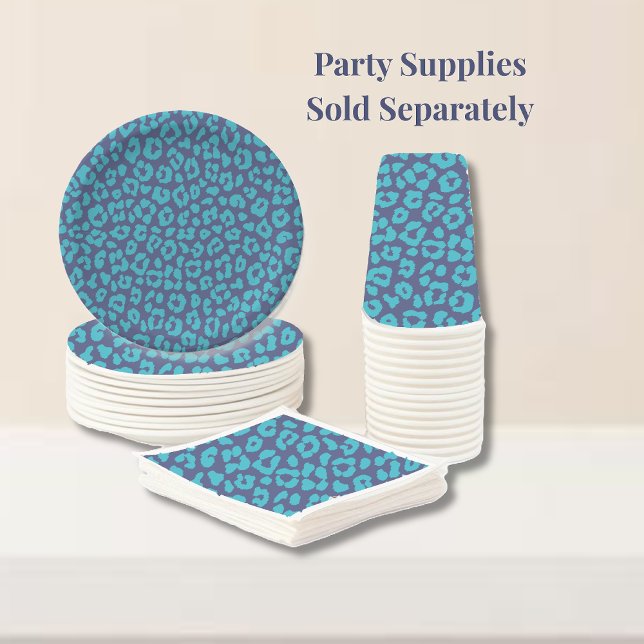 Prato De Papel Impressão de Leopardo Azul (Blue Leopard Print-- Party Supplies plates napkins and cups)