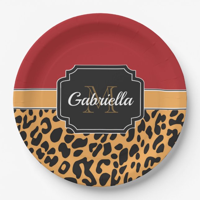 Prato De Papel Impressão de Leopardo Bonito (Frente)