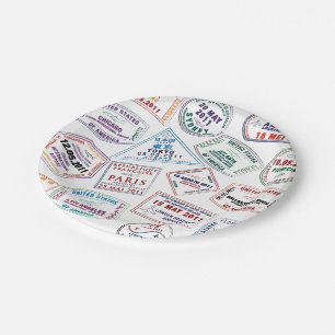 Prato De Papel Impressão de Padrão de Carimbo do Passport