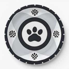 Prato De Papel Impressão de Paw com Elementos Decorativos