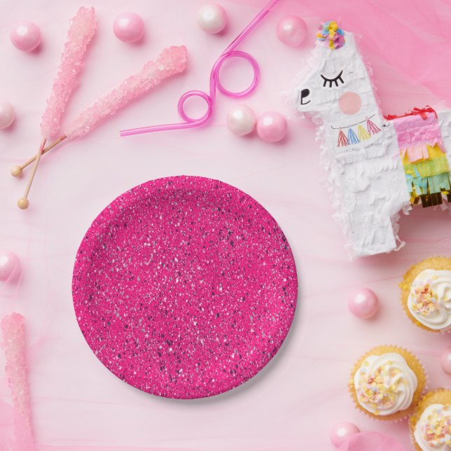 Prato De Papel Impressão de Peças Espelhadas Rosa (Festa)