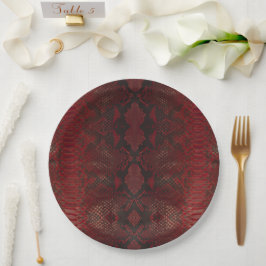 Prato De Papel Impressão de Python Vermelho e Negro