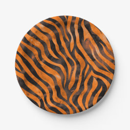 Prato De Papel Impressão de Tigre de Aquarela
