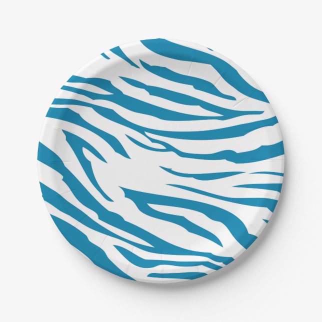Prato De Papel Impressão de Zebra Azul Aqua (Frente)
