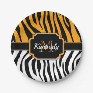 Prato De Papel Impressão de Zebra Cura