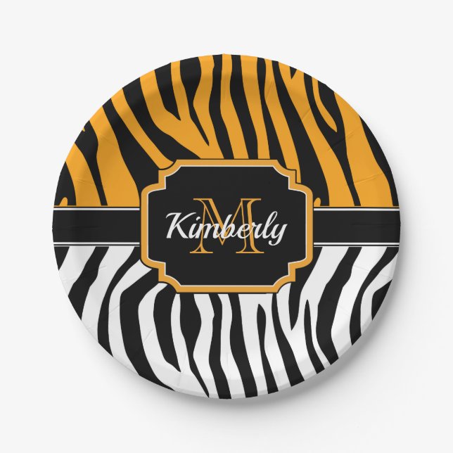 Prato De Papel Impressão de Zebra Cura (Frente)