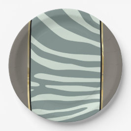 Prato De Papel Impressão de zebra verde, preto e creme