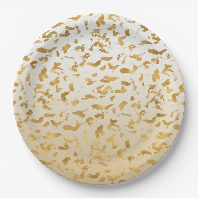 Prato De Papel Impressão Dourada de Ombro Branco (Frente)