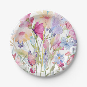 Prato De Papel Impressão Floral Ilustrada à Mão