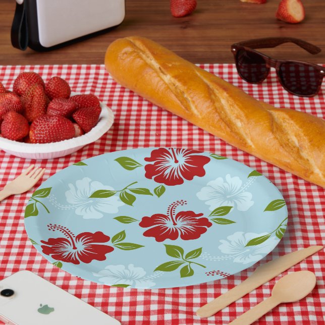 Prato De Papel Impressão havaiano (Piquenique)