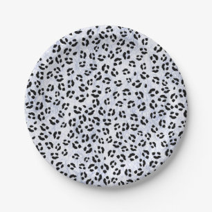 Prato De Papel Impressão Leopardo Branco