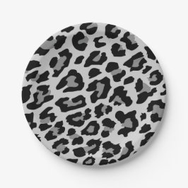 Prato De Papel Impressão Leopardo cinza