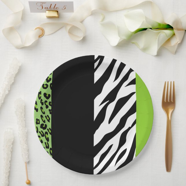 Prato De Papel Impressão Leopardo, Impressão Zebra, Impressão Ani (Casamento)