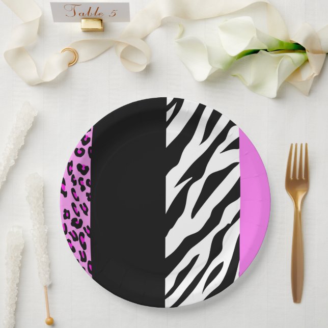 Prato De Papel Impressão Leopardo, Impressão Zebra, Impressão Ani (Casamento)