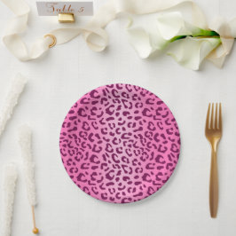 Prato De Papel Impressão Leopardo Rosa-na moda