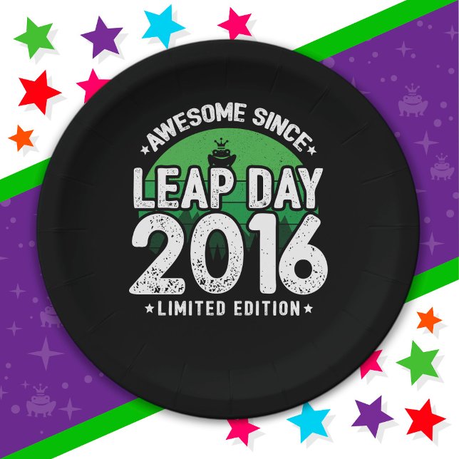 Prato De Papel Incrível Desde 2016 Dia do Ano Leap Fev 29 Anivers (Criador carregado)