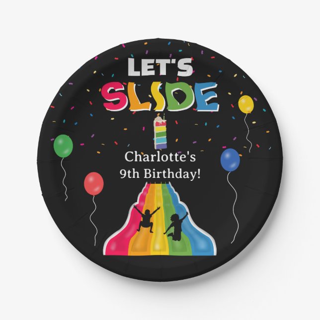 Prato De Papel Indoor Slide Park Kids Playground Birthday Party (Frente)