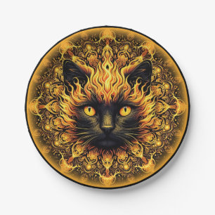 Prato De Papel Inferno Gatinho Mandala