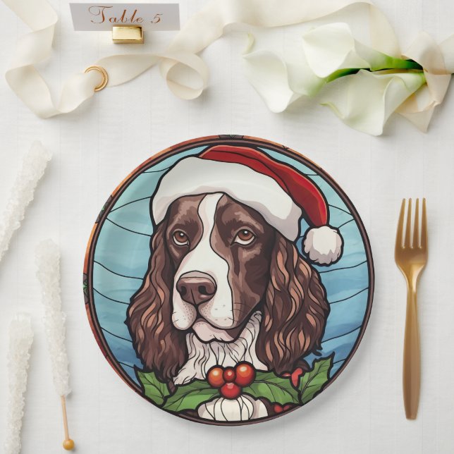 Prato De Papel Inglês Springer Spaniel Stainel Natal (Casamento)
