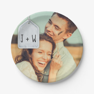 Prato De Papel Iniciais Rásticos de Scrapbook e Casamento Fotogr