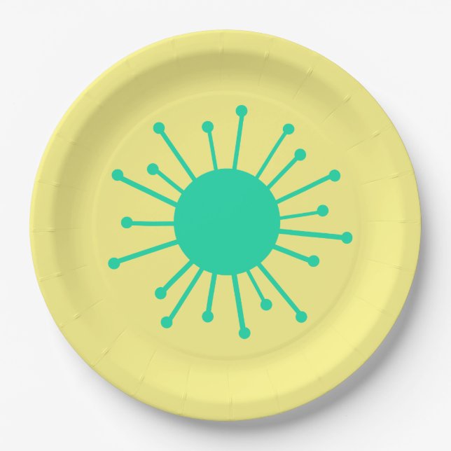 Prato De Papel Inicialização do Retro do meio século (Frente)