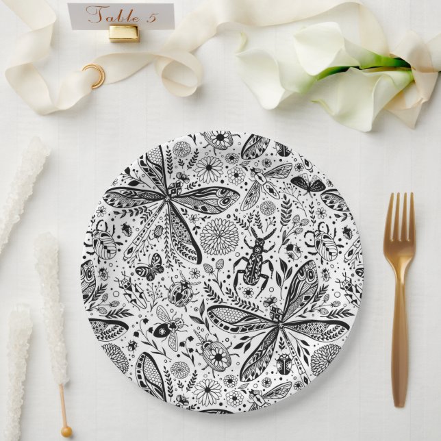 Prato De Papel Insetos de porta em azul escuro (Casamento)