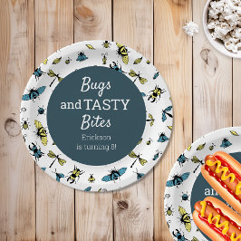 Prato De Papel Insetos na Festa de aniversário exterior | Azul fo