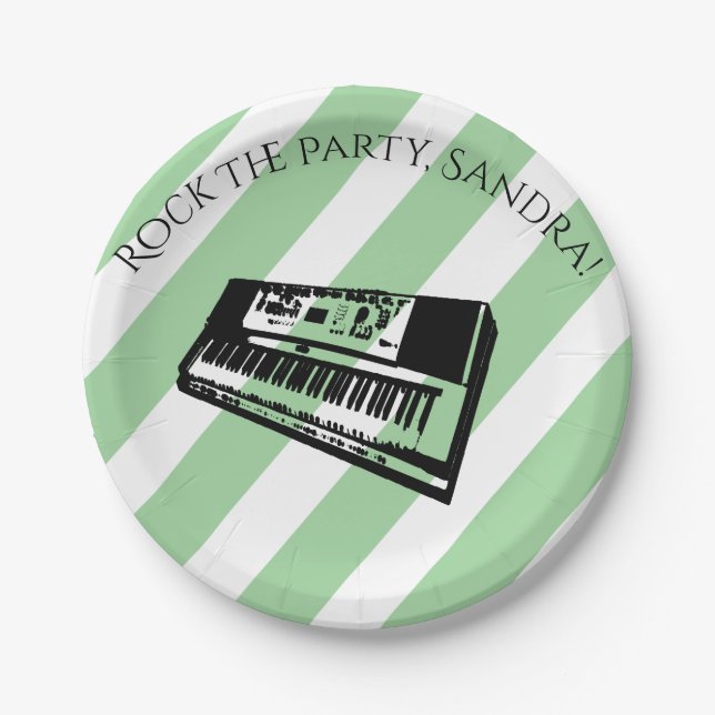 Prato De Papel Instrumentos Musicais De Trompetes E Rolos (Frente)